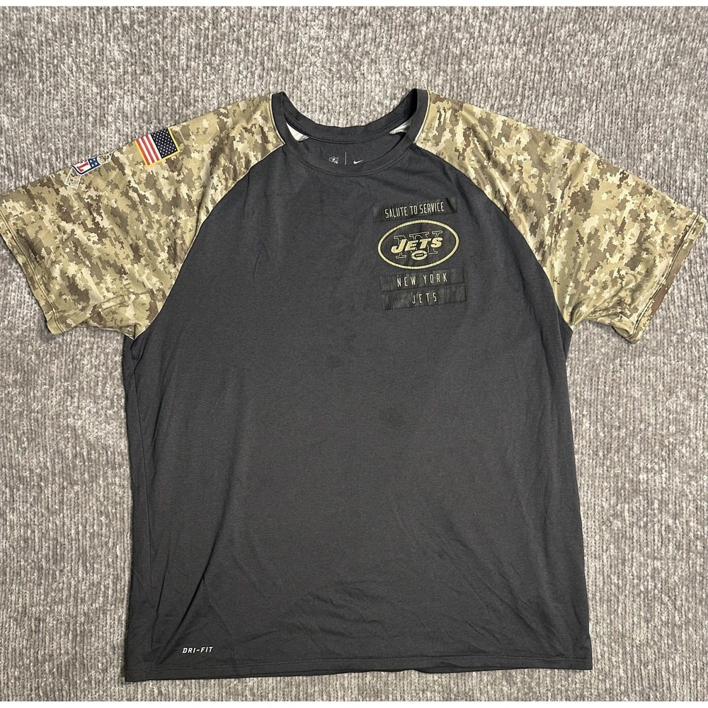 Nike New York Jets T Shirt Salute to Service 2XL Camo USA Flag